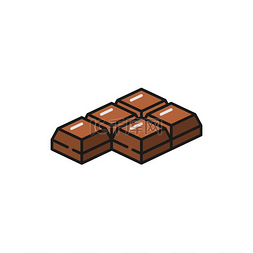 巧克力棒孤立的一块瑞士巧克力扁