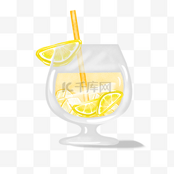 玻璃杯黄色饮品柠檬水剪贴画