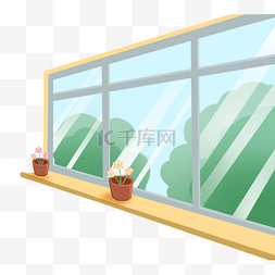 窗户盆栽窗台