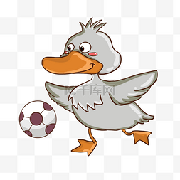 可爱卡通鸭子踢足球运动形象