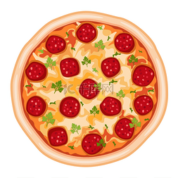 披萨牛排意面图片_萨拉米香肠披萨