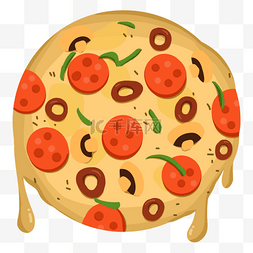 披萨比萨图片_圆形香肠披萨卡通