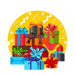 圣诞节活动图片_庆祝背景或卡片与五颜六色的礼物