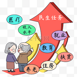 箭头图片_民生漫画老人箭头医疗就业