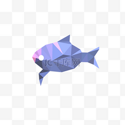 蓝粉立体形状低聚抽象鱼