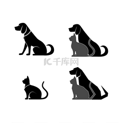 狗和猫的剪影图片_猫和狗为您设计的剪影