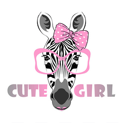 粉色圆点图片_斑马的女孩粉色眼镜和弓