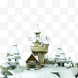 城堡雪景图片_冬天雪景城堡底部边框底边