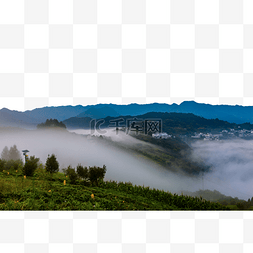 安徽坡山风景夏天云雾户外