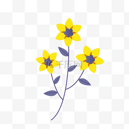可爱黄色花瓣春天花朵剪纸画