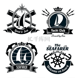 游艇图片_游艇俱乐部或帆船运动复古符号和