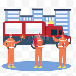 消防员防火概念插画男性