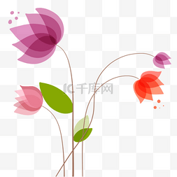 花卉抽象线稿彩色花朵装饰