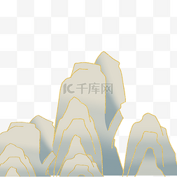 中国风描金烫金假山山峰石头国潮