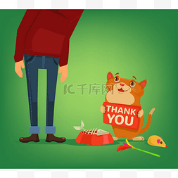 动物爪子卡通图片_快乐猫性格给所有者持有板的谢谢