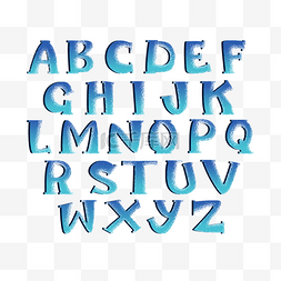 英文字母蓝色时尚艺术字体