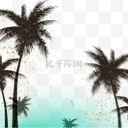 椰树树叶图片_金色光点椰树棕榈树边框