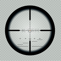 目的图片_军用狙击镜、十字线目标和枪支或