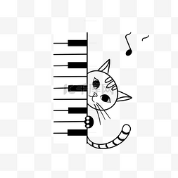 侧趴钢琴白色小猫