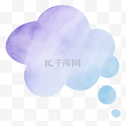 海报背景简约卡通图片_笔刷蓝紫色渐变水彩云朵