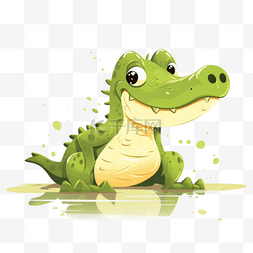 威猛鳄鱼图片_扁平插画手绘免抠元素鳄鱼