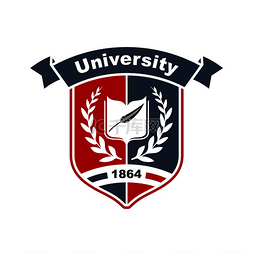 澳门大学校徽图片_古老的大学纹章标志书和羽毛笔由