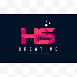 s标志图片_紫色的低聚粉色三角形概念 hs H S 