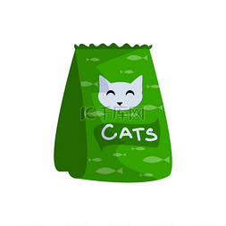 猫咪卡通png图片_带有猫粮的卡通包装家畜餐喂猫用
