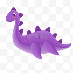 水彩紫色恐龙怪物卡通可爱