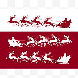 圣诞老人在雪橇上与驯鹿。圣诞, 