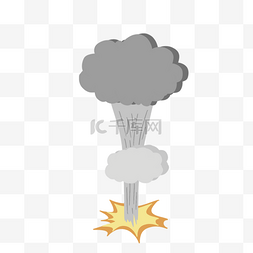 灰色天空图片_蘑菇云爆炸灰色卡通绘画图片