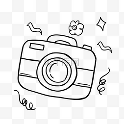 相机对焦框图片_线稿生日涂鸦卡通相机