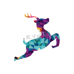 鹿的彩色马赛克图案利用镶嵌图案