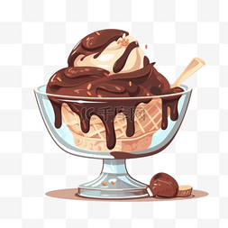 手绘夏日巧克力冰淇淋