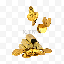 金块黄金货币财富金条堆
