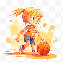 卡通打篮球图片_卡通运动创意元素打篮球 