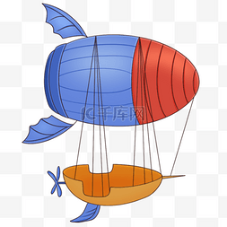 翅膀图片_蒸汽朋克热气球蓝橙色
