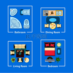 室内背景蓝色图片_带家具的公寓计划根据浴室、餐厅