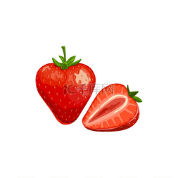 卡通草莓矢量图片_草莓孤立的矢量野生或花园浆果，