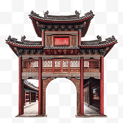 木质建筑的中国古代建筑拱门