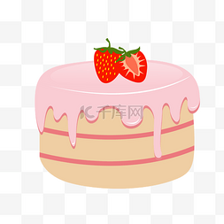 甜点美食草莓蛋糕卡通手绘