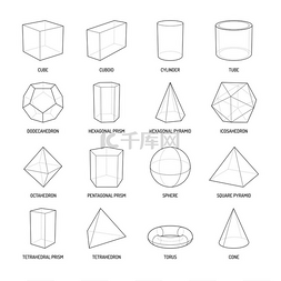 水文形状图片_基本立体测量形状长方体八面体棱