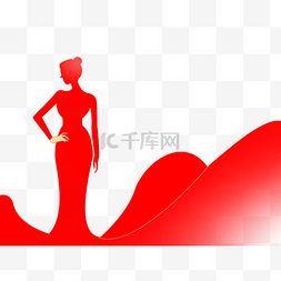 女神剪影图片_女神剪影38妇女节红色女神节剪影