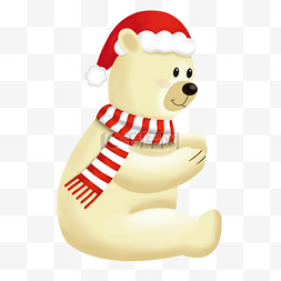 北极熊白色玩偶红围巾图片