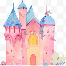 梦幻城堡元素图片_水彩卡通童话城堡