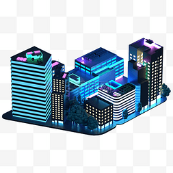 5c5c图片_C4D霓虹夜景城市建筑3D