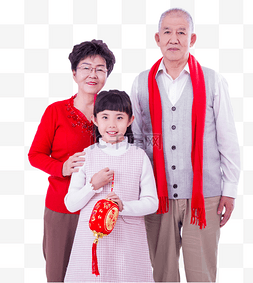 春节过年老人孩子拜年家庭
