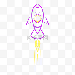 霓虹宇宙飞船紫色升空火箭