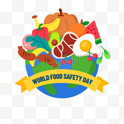 世界食品安全日卡通地球和美食
