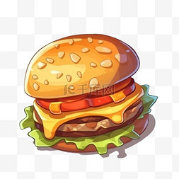 卡通手绘餐饮美食汉堡包